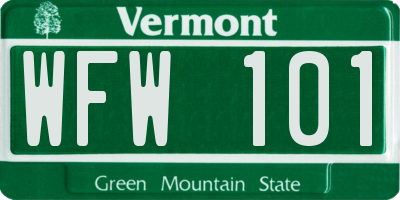 VT license plate WFW101