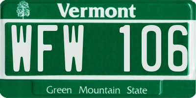 VT license plate WFW106