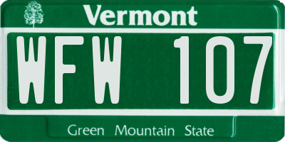 VT license plate WFW107
