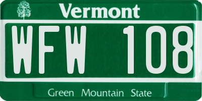 VT license plate WFW108