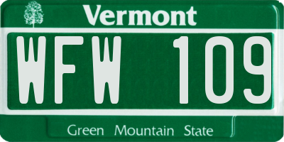 VT license plate WFW109