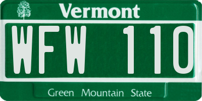 VT license plate WFW110