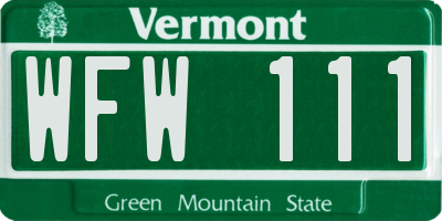 VT license plate WFW111