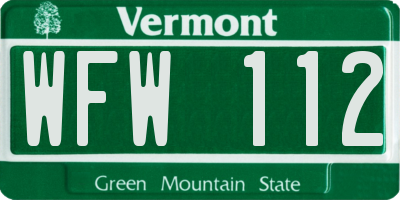 VT license plate WFW112