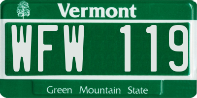 VT license plate WFW119