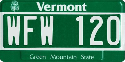 VT license plate WFW120