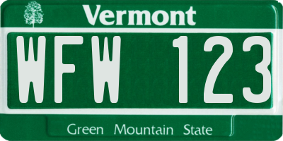 VT license plate WFW123