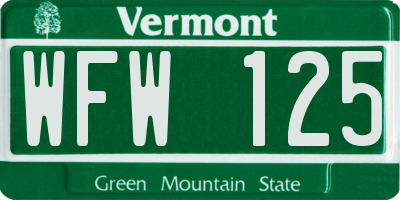 VT license plate WFW125