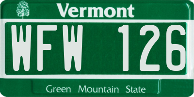 VT license plate WFW126