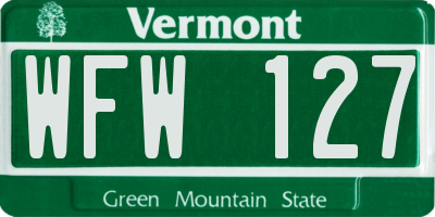 VT license plate WFW127