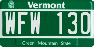 VT license plate WFW130