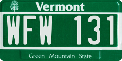 VT license plate WFW131
