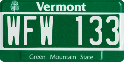 VT license plate WFW133