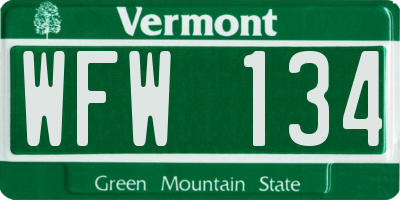 VT license plate WFW134
