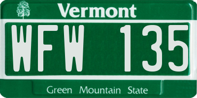 VT license plate WFW135