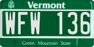 VT license plate WFW136