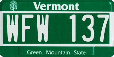 VT license plate WFW137