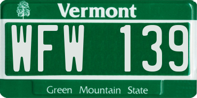 VT license plate WFW139