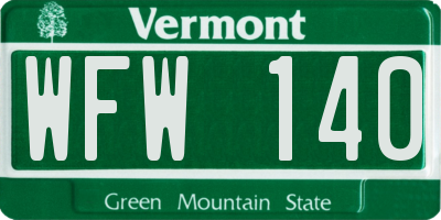 VT license plate WFW140