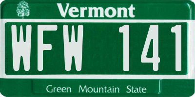 VT license plate WFW141