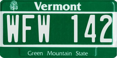 VT license plate WFW142