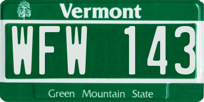 VT license plate WFW143