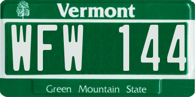 VT license plate WFW144