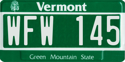 VT license plate WFW145