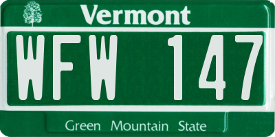 VT license plate WFW147