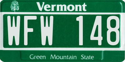 VT license plate WFW148