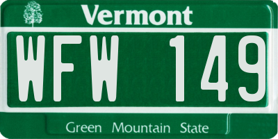 VT license plate WFW149