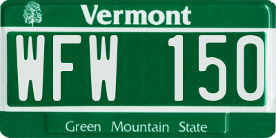 VT license plate WFW150