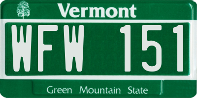 VT license plate WFW151
