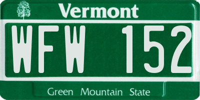 VT license plate WFW152