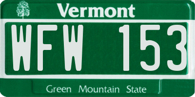 VT license plate WFW153