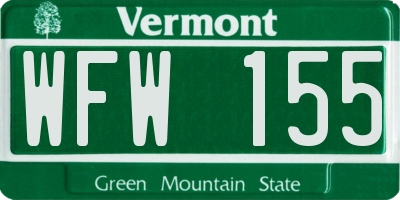 VT license plate WFW155