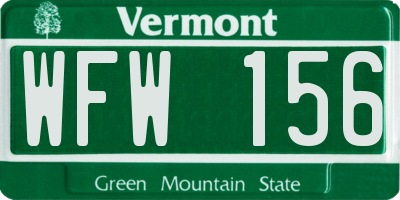 VT license plate WFW156