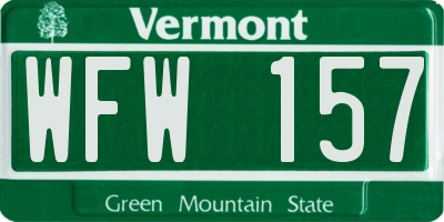 VT license plate WFW157