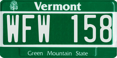 VT license plate WFW158