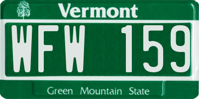 VT license plate WFW159