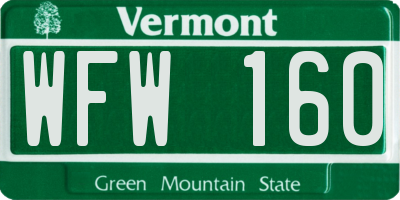 VT license plate WFW160