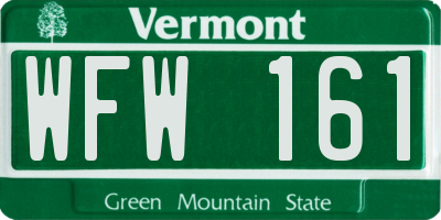 VT license plate WFW161