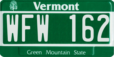 VT license plate WFW162