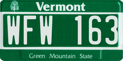 VT license plate WFW163
