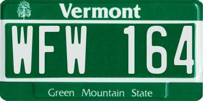 VT license plate WFW164