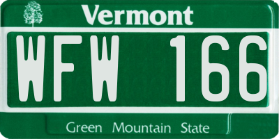 VT license plate WFW166