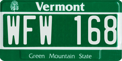 VT license plate WFW168
