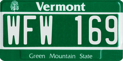VT license plate WFW169