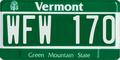 VT license plate WFW170