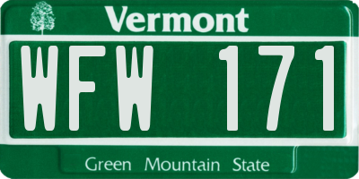 VT license plate WFW171